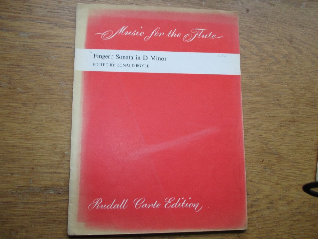 G.finger - sonata in d minor - dwarsfluit en piano, Gebruikt, Klassiek, Ophalen of Verzenden, Artiest of Componist