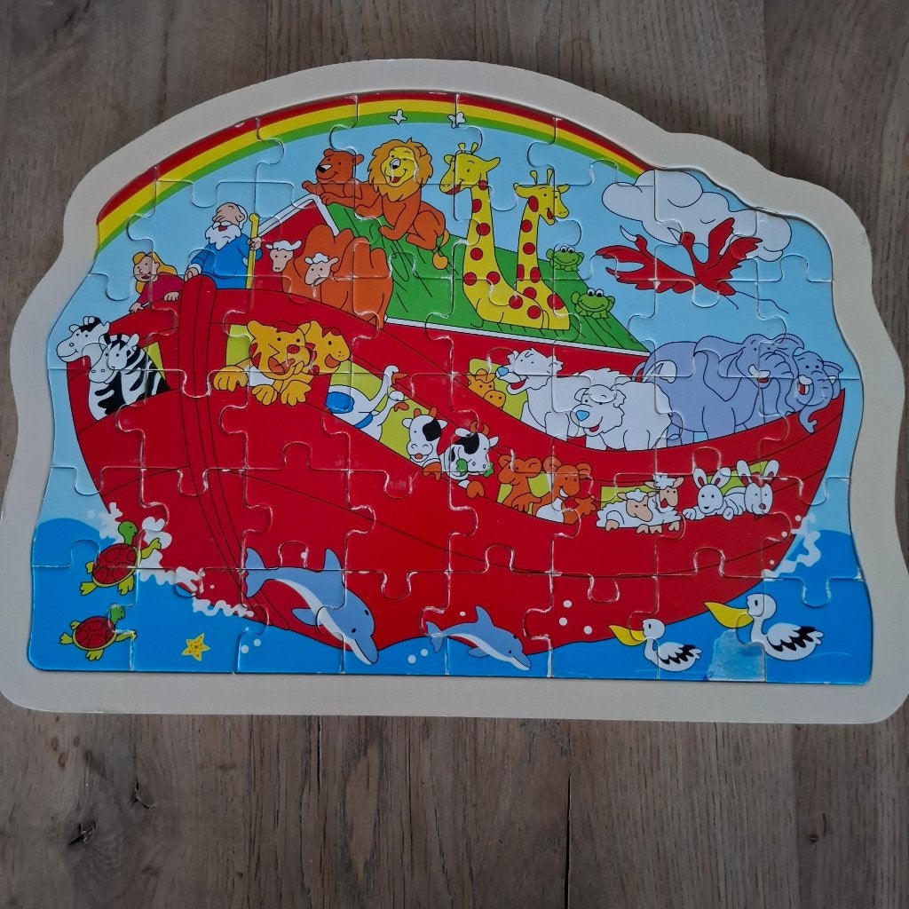Houten puzzel ark van noach, Gebruikt, 10 tot 50 stukjes, Ophalen of Verzenden, Van hout