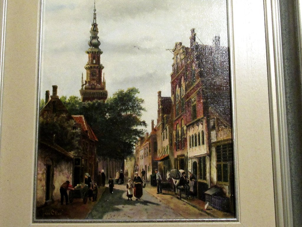 Schilderij De Walenkerk Haarlem nageschilderd door J. Otter., Ophalen of Verzenden