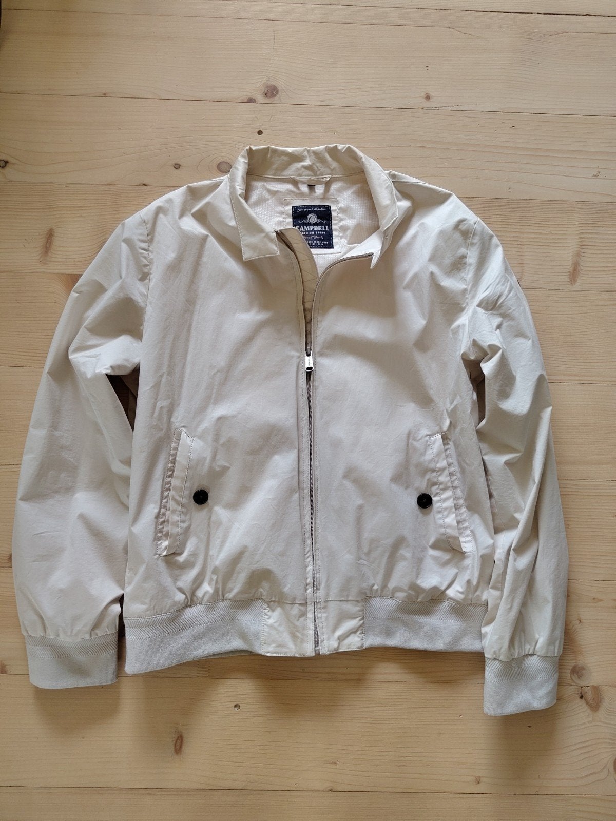 Campbell heren jas creme / wit, Maat 52/54 (L), Wit, Ophalen of Verzenden, Zo goed als nieuw