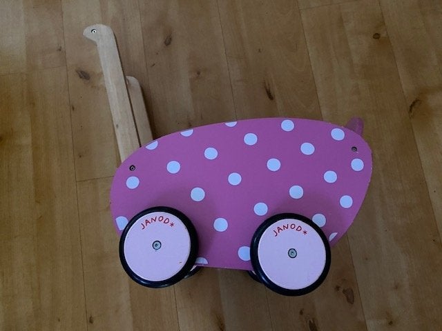 Te Koop: Janod poppenwagen met witte stippen, Ophalen, Gebruikt, Overige typen