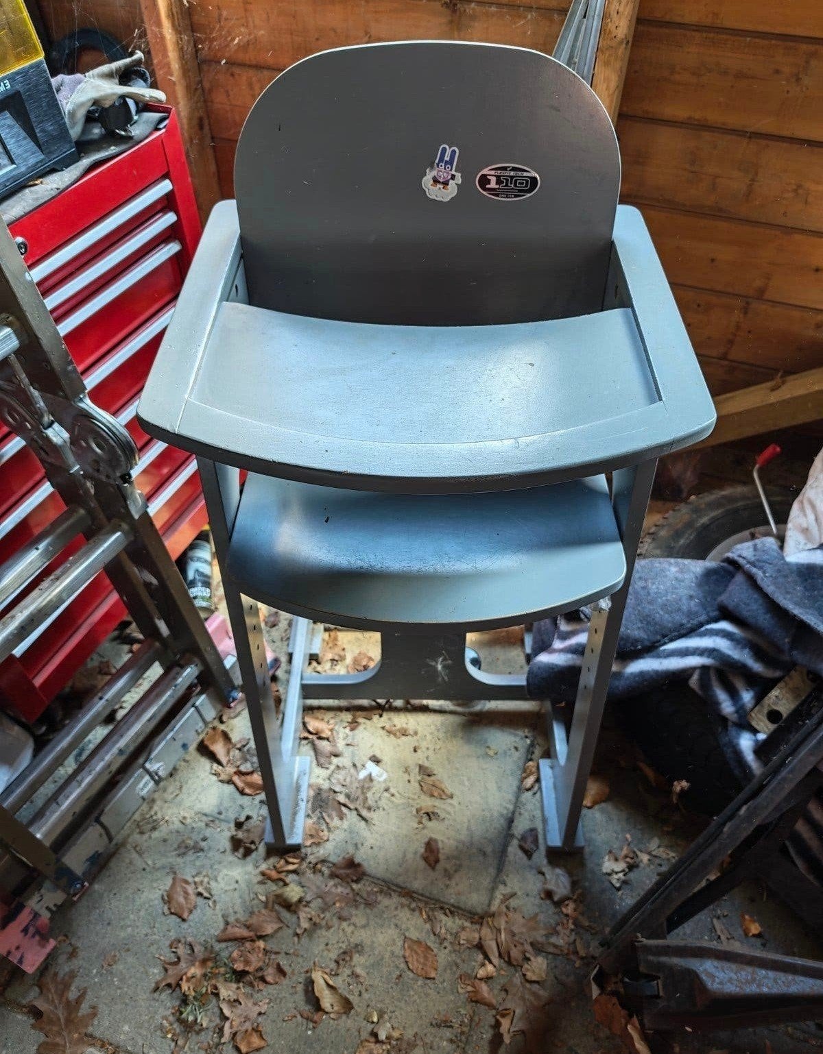 Houten kinderstoel - Grijs, Ophalen, Gebruikt, Overige typen, Aanschuifbaar