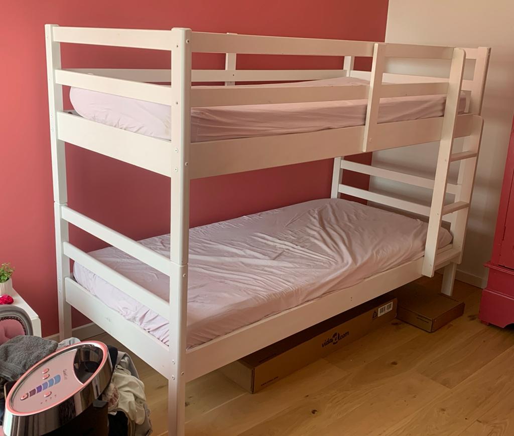 Stapelbed B90x D200x H155, Ophalen, Gebruikt, 90 cm, Tweepersoons