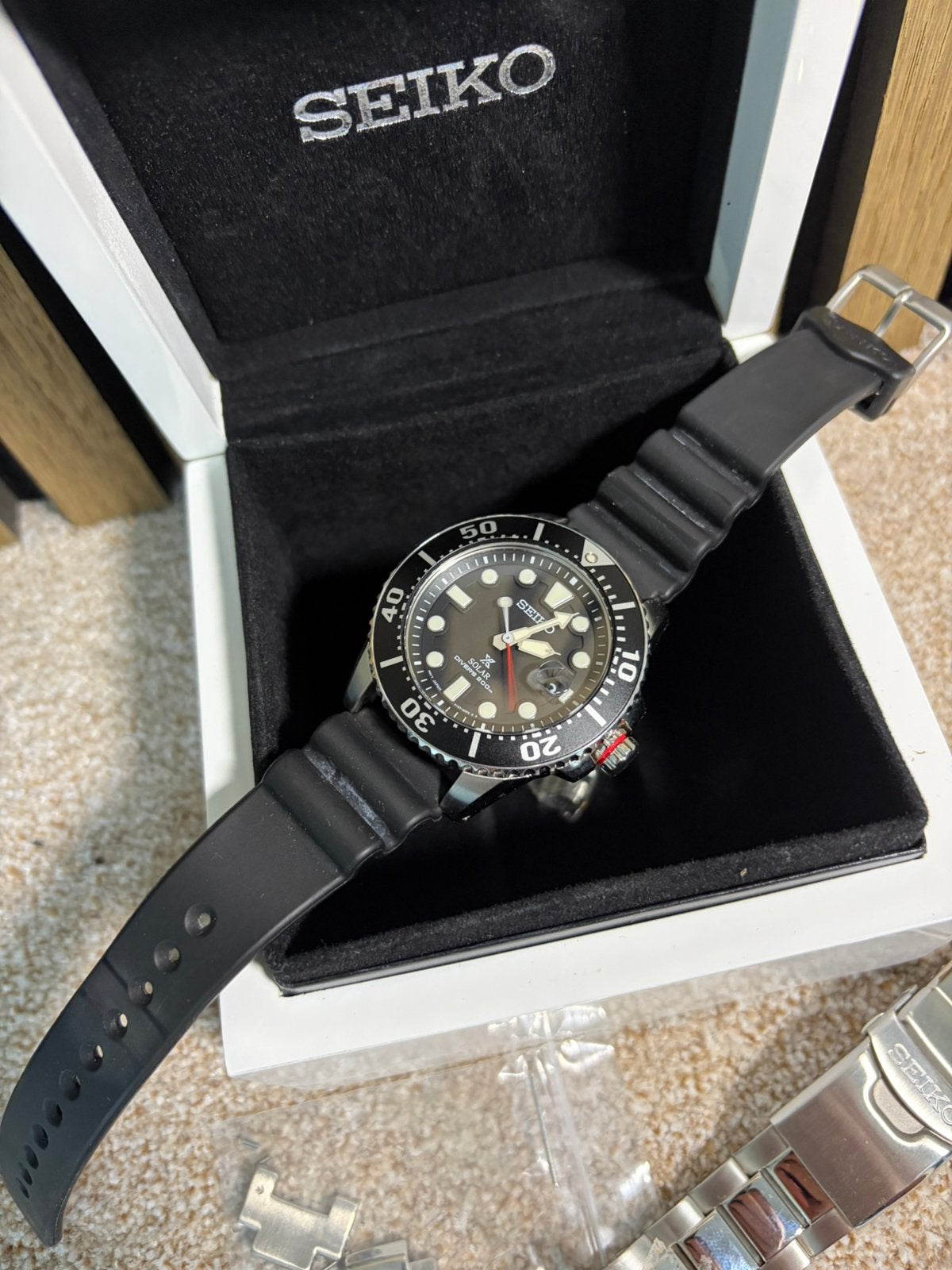 Seiko Prospex SNE437P1 Solar Diver 200M, Sieraden, Tassen en Uiterlijk, Horloges | Heren, Ophalen of Verzenden, Zo goed als nieuw