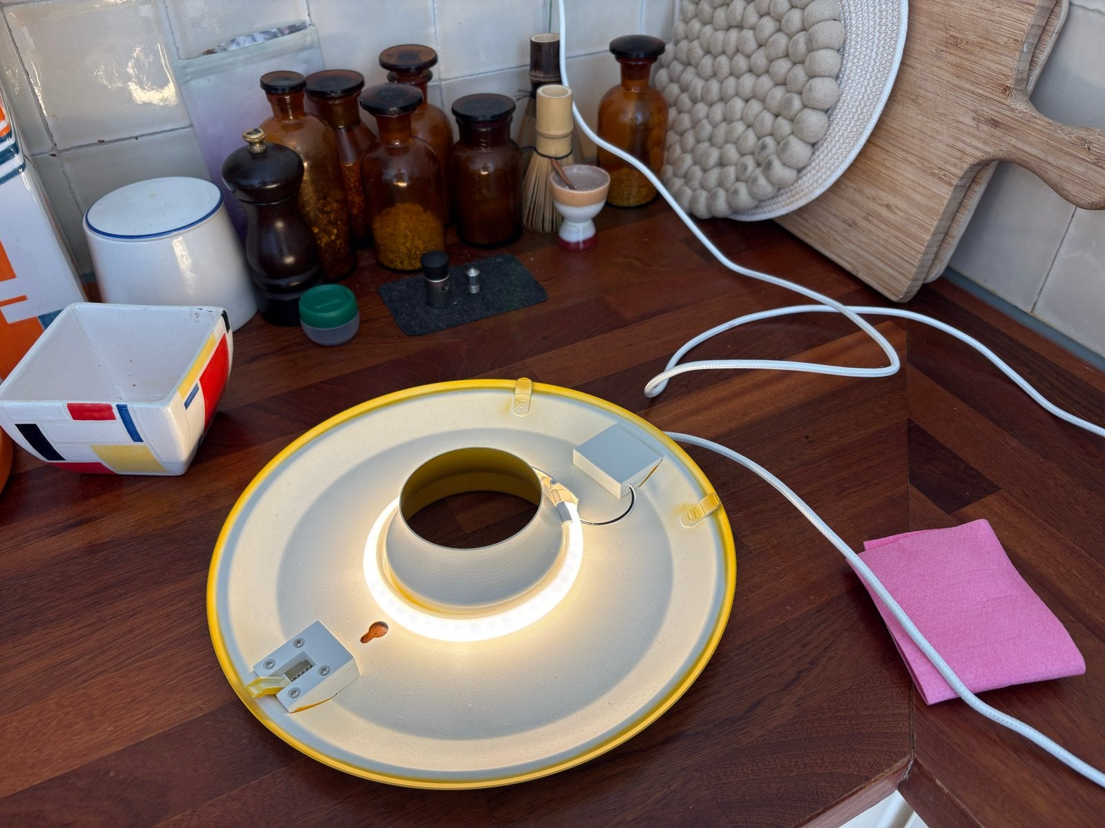 IKEA Donut lamp (zonder glas), Ophalen, Gebruikt, Kunststof, Geel