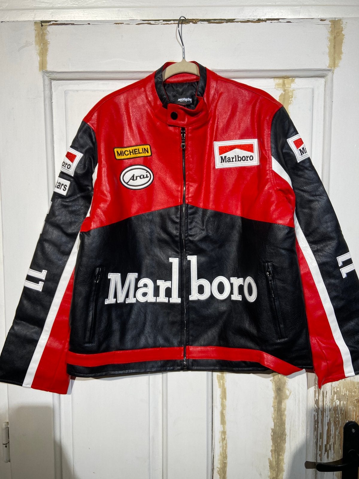 Marlboro Racing-jas (maat L) Lederlook red, Ophalen of Verzenden, Nieuw, Maat 52/54 (L), Zwart