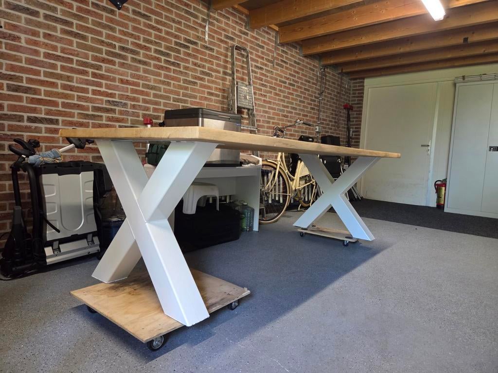 2x wit X onderstel van gepoedercoat staal is robuust 12x12, Ophalen, Gebruikt, 50 tot 100 cm, 50 tot 100 cm