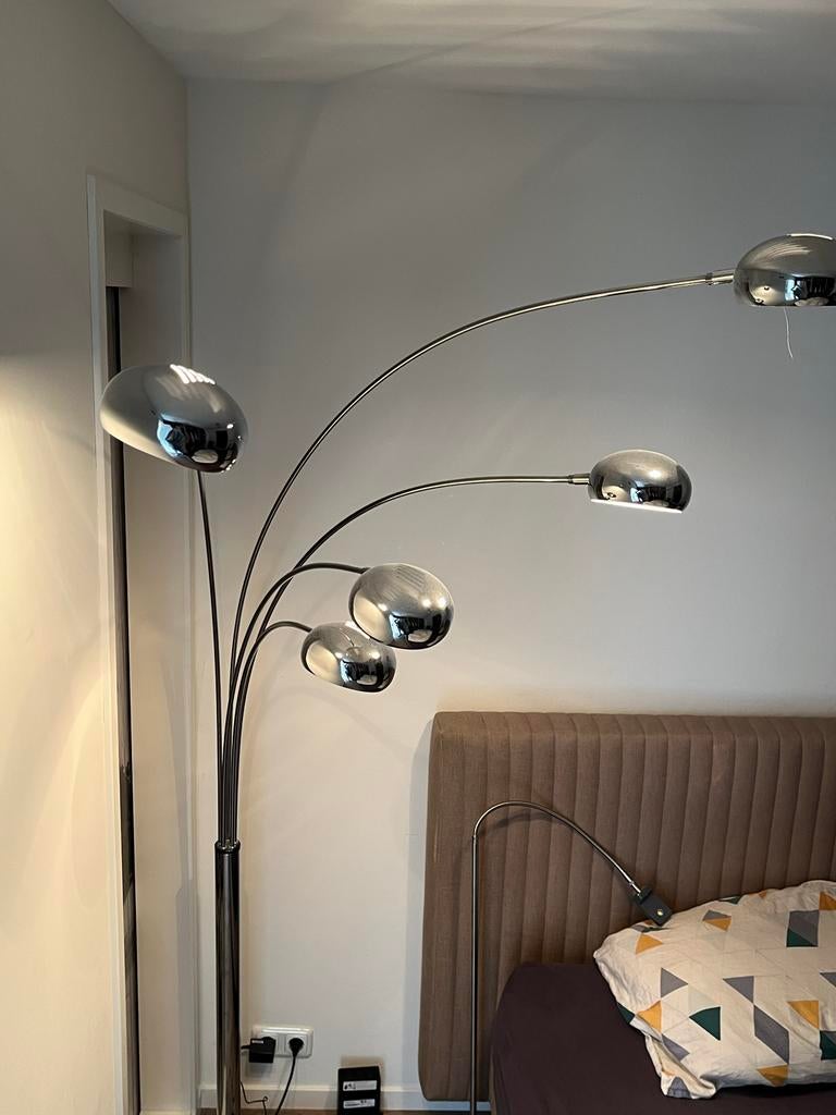 Loods 5 Vloerlamp met 5 Bogen - Chroom Design Lamp, Huis en Inrichting, Lampen | Vloerlampen, Ophalen of Verzenden, Zo goed als nieuw