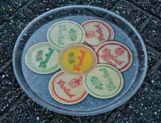 oud Grolsch dienblad (viltjes in plexiglas), Ophalen of Verzenden, Gebruikt, Viltje(s), Grolsch