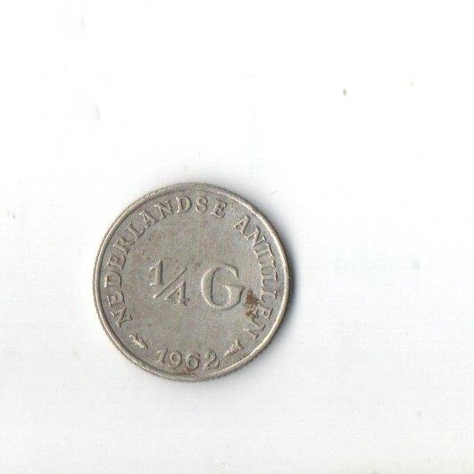 Nederlandse Antillen ¼ gulden 1962, Postzegels en Munten, Munten | Nederland, Koningin Juliana, Verzenden, Zilver, 25 cent