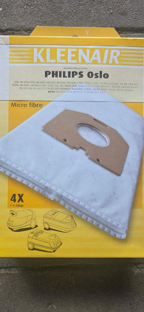 Kleenair Micro Fibre Stofzuigerzakken Philips Oslo (4+1), Witgoed en Apparatuur, Stofzak, Inclusief accessoires, Philips, Nieuw