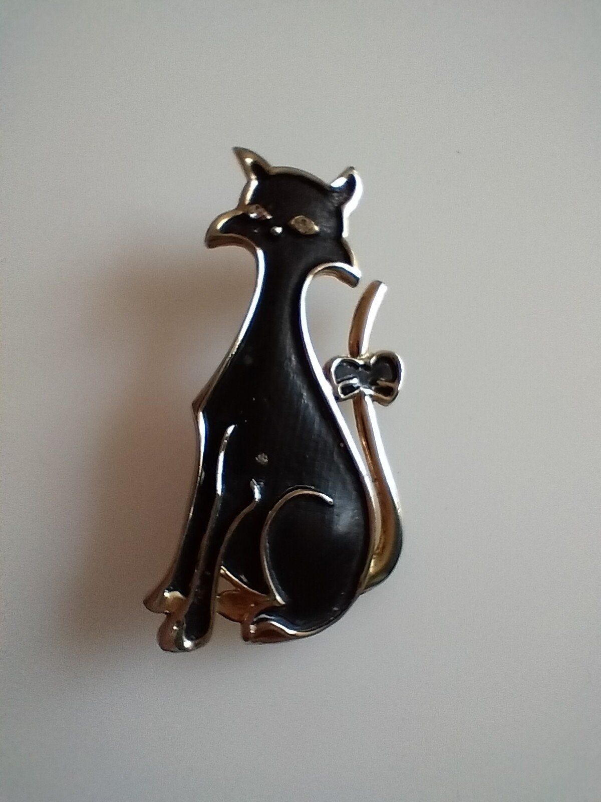 Vintage zwarte kat broche, jaren 70/80, Verzenden, Overige materialen, Broche