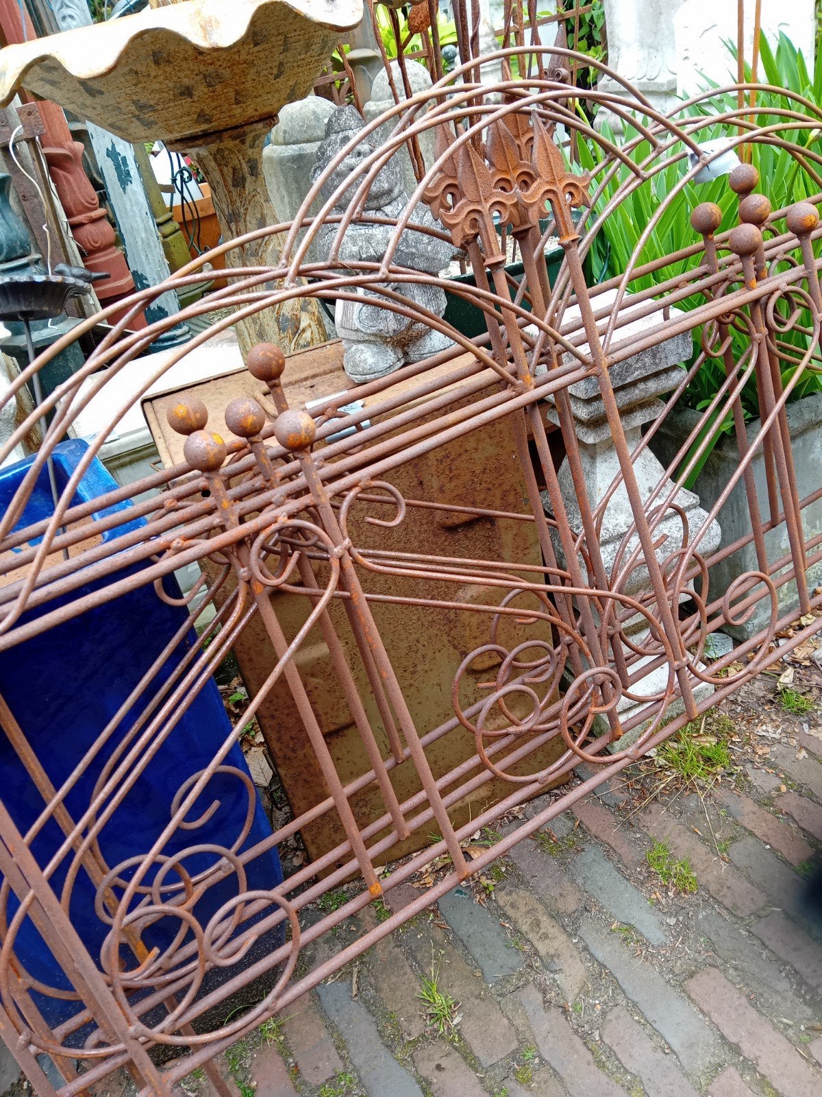 Antiek mooi verroest Art Deco hekken sierhek Als kunstobject, Tuin en Terras, Ophalen, Gebruikt
