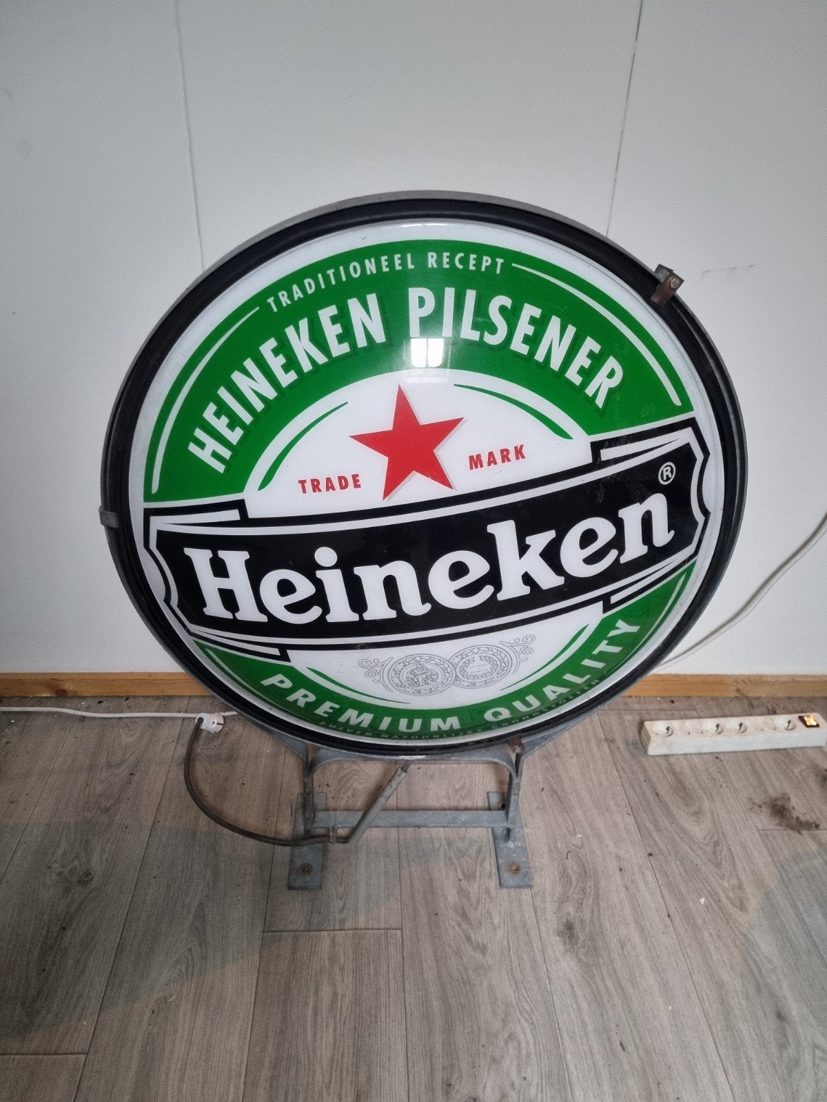 Heineken bier lichtbak verlichting gevel lamp bord, Verzamelen, Ophalen, Gebruikt, Reclamebord, Plaat of Schild, Heineken