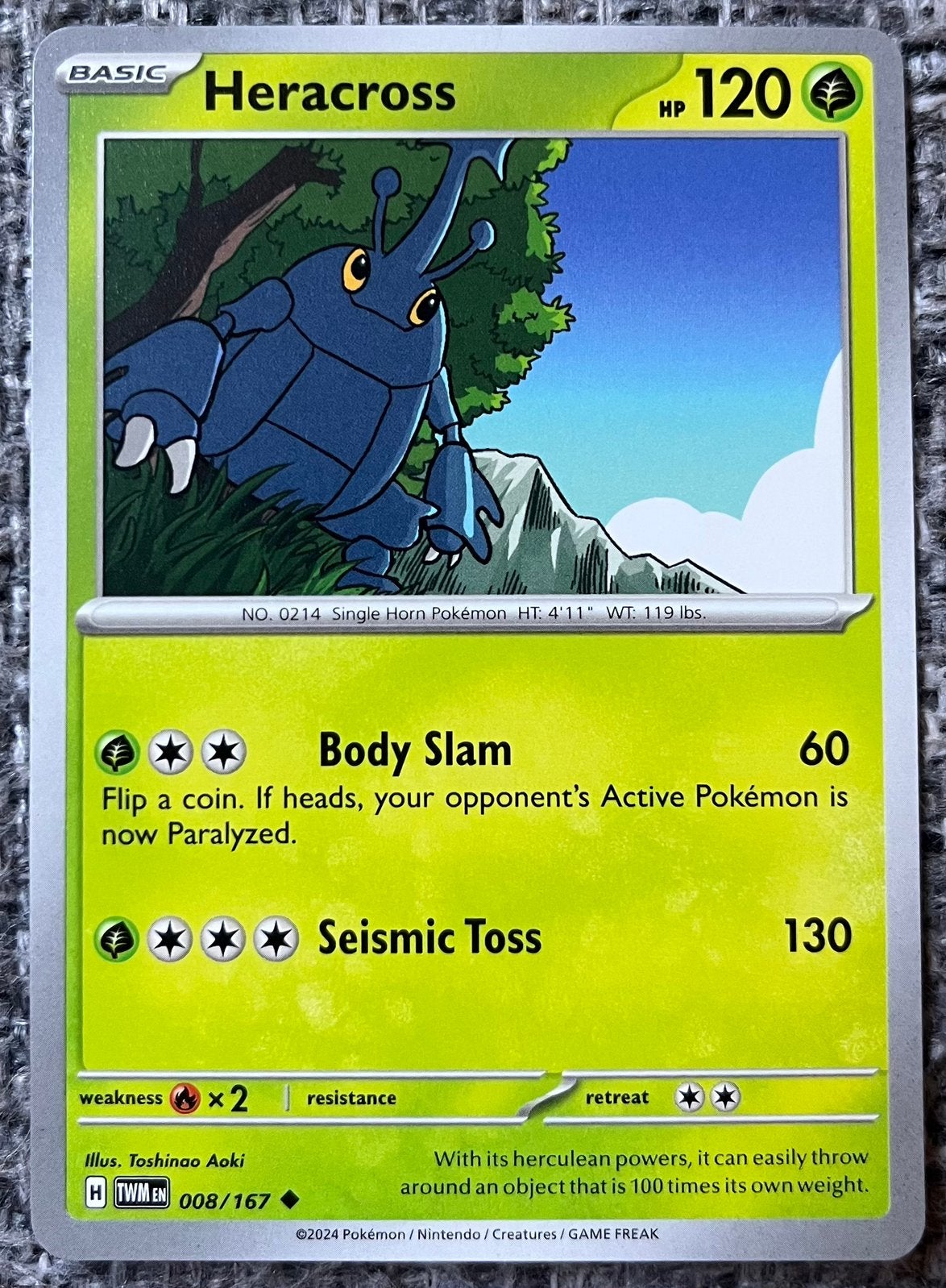 Pokémonkaart van Heracross (214) • Twilight Masquerade, Verzenden, Nieuw, Losse kaart