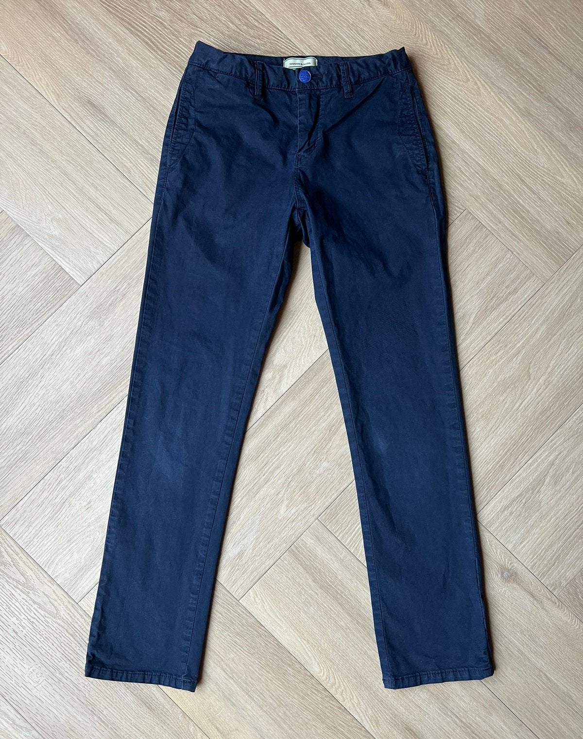 Chino, blauw, Scotch&soda, maat 134 / 140, Ophalen of Verzenden, Zo goed als nieuw, Jongen, Broek