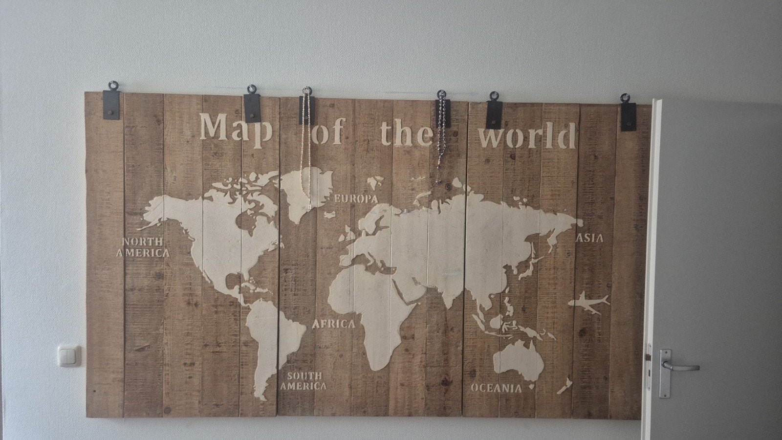 Houten Wereldkaart Wanddecoratie - Vintage Stijl, Ophalen, Gebruikt, Hout, Vintage