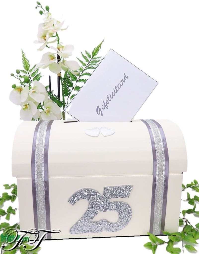 Zeer leuke 25 jaar jubileum enveloppendoos., Ophalen of Verzenden, Nieuw, Versiering, Geboorte of Huwelijk