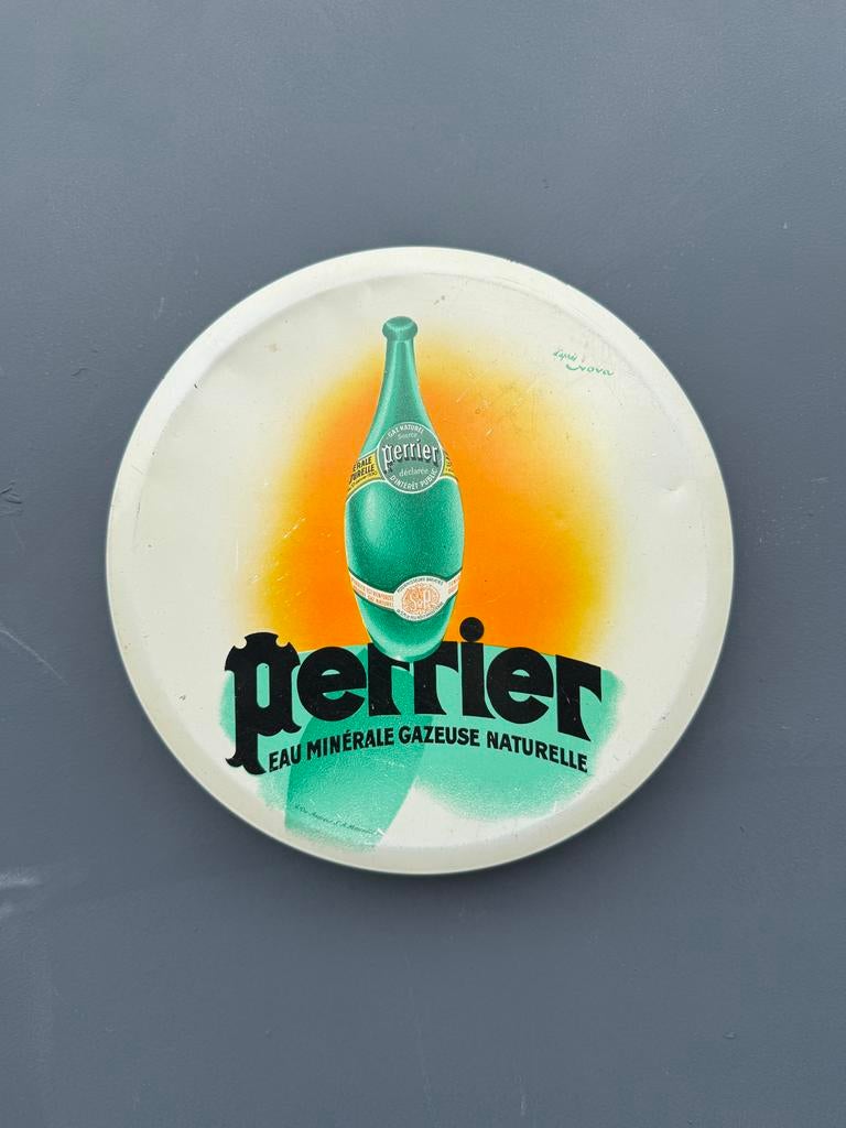 Vintage oud Perrier reclamebord, Verzamelen, Reclamebord, Gebruikt, ., Ophalen of Verzenden