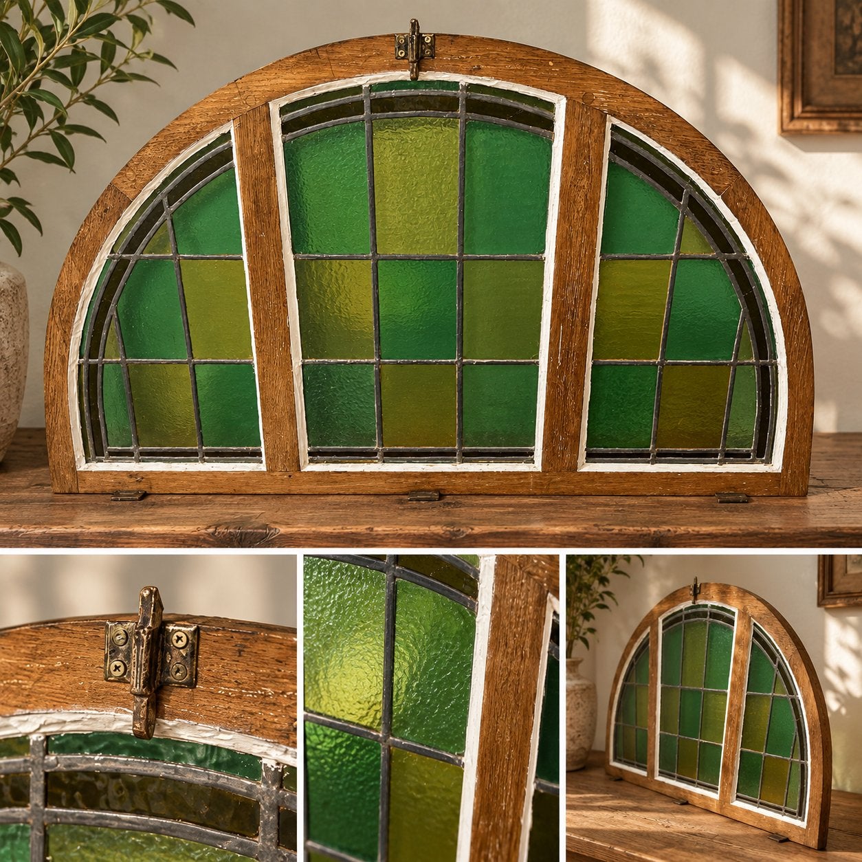 Antieke glas- in- lood raam | KUNST | origineel, Ophalen, Zo goed als nieuw, Minder dan 80 cm, Gevelraam of Ruit