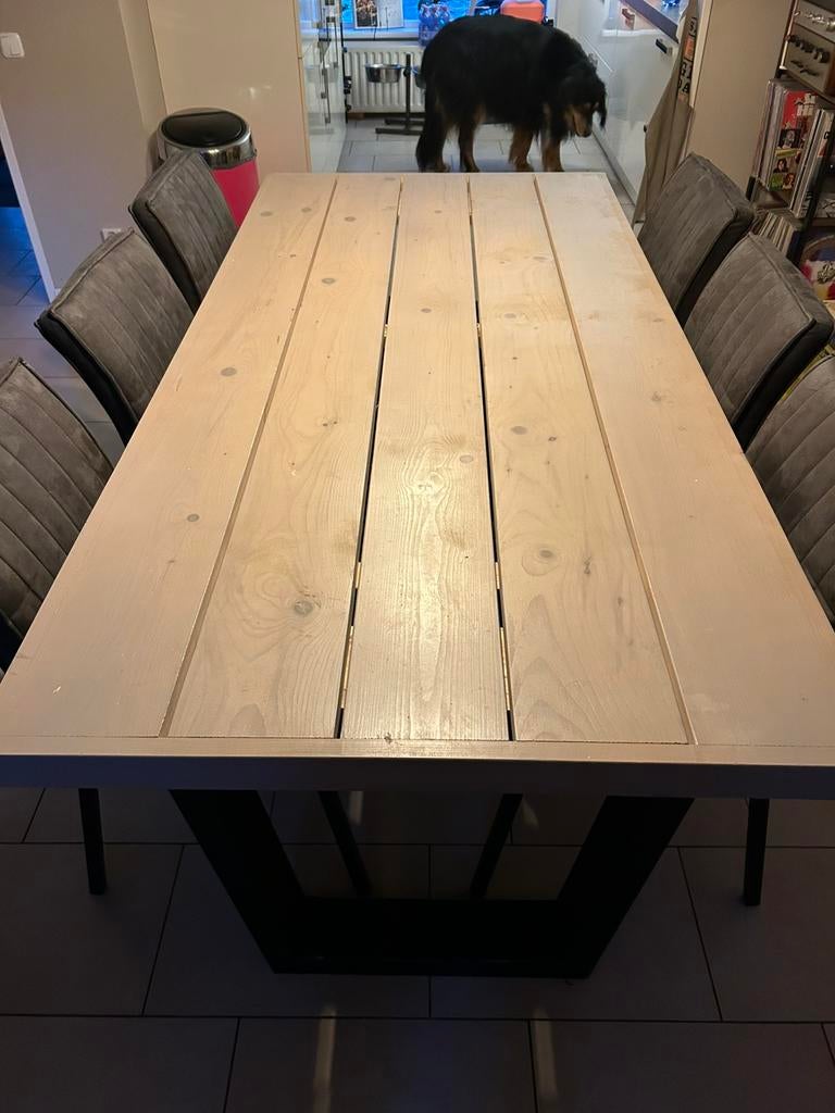 Houten tafel, Huis en Inrichting, Tafels | Eettafels, 200 cm of meer, Zo goed als nieuw, Rechthoekig, 50 tot 100 cm