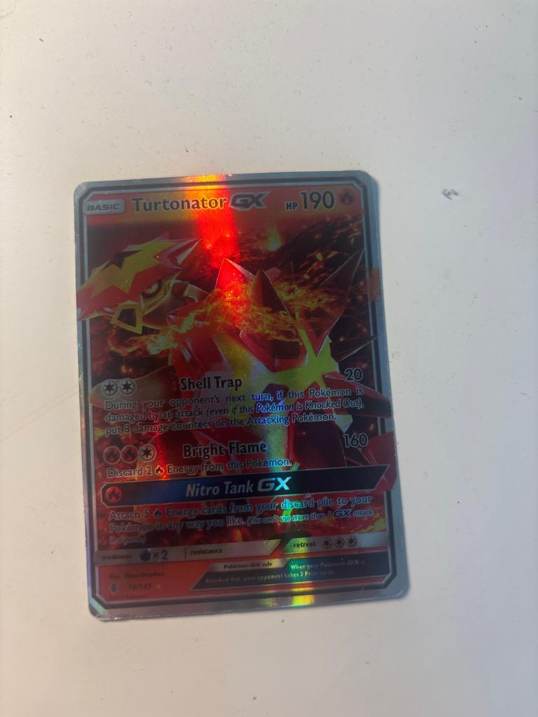 Turtonator GX Pokémon Kaart - Full Art Foil, Ophalen of Verzenden, Gebruikt, Losse kaart, Foil