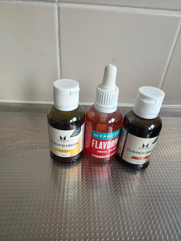 Myprotein Flavour Drops - Banaan, Aardbei, Toffee, Ophalen of Verzenden, Zo goed als nieuw, Poeder of Drank
