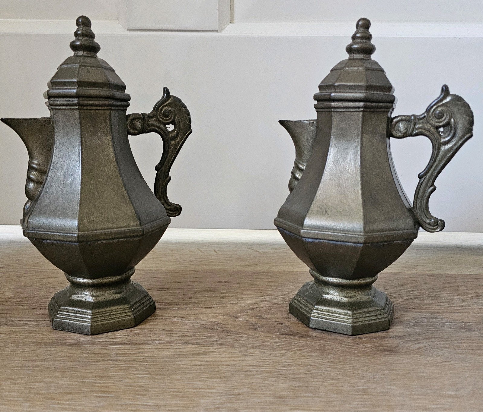 Set van 2 vintage tinnen theepot/koffiekan, Ophalen of Verzenden