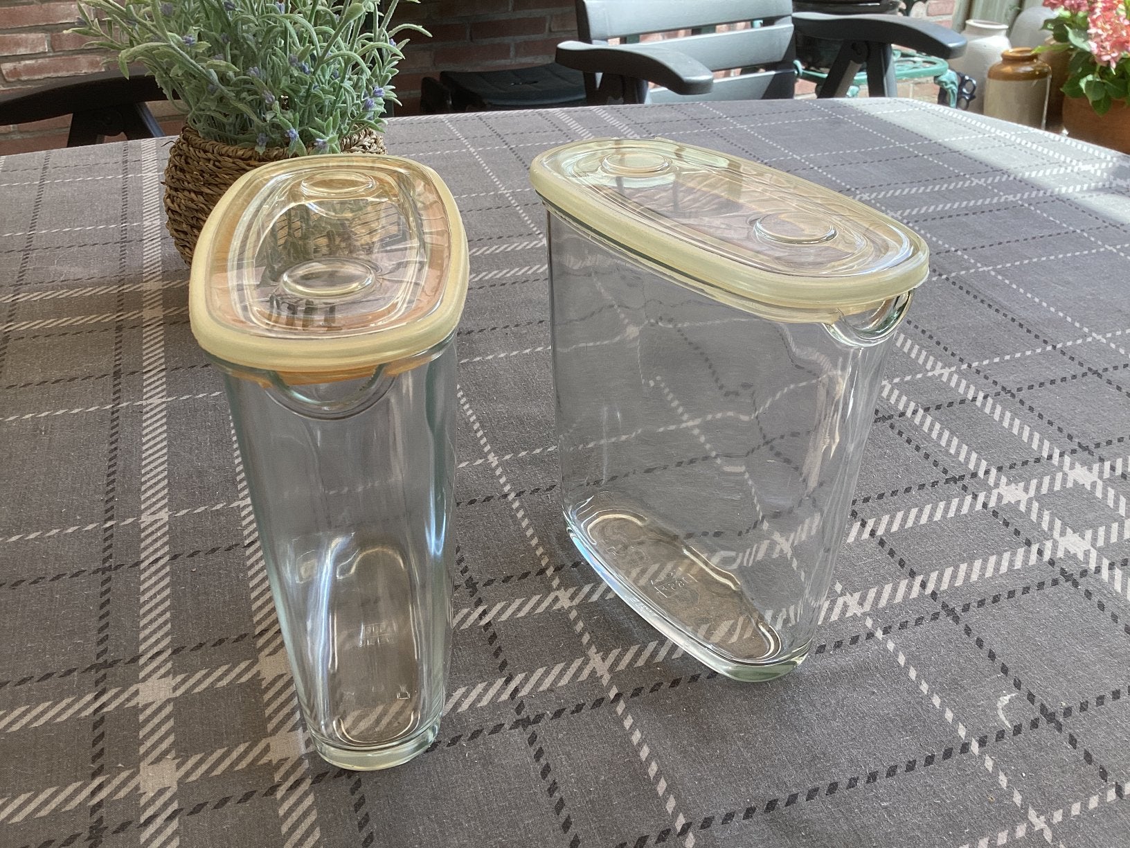 2 IKEA glazen voorraadpotten, Ophalen of Verzenden, Gebruikt
