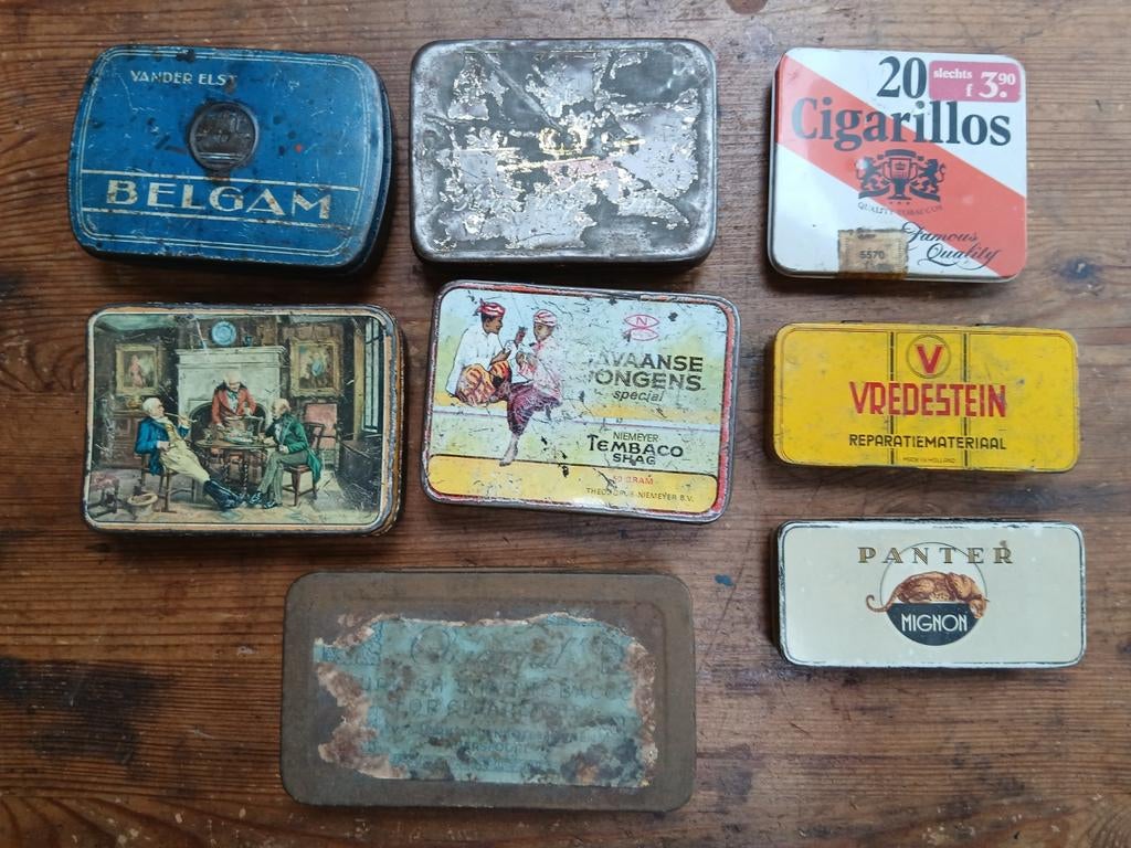 Vintage tabak blikjes rookwaar antiek, Ophalen of Verzenden, Gebruikt, Overige