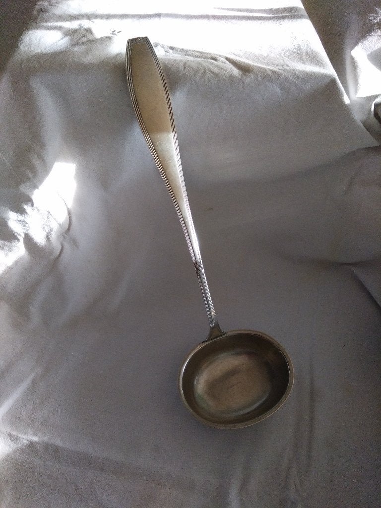 grote Soep- LEPEL voor in de terrine, Alpaka, lengte 35,5 cm, Antiek en Kunst, Ophalen of Verzenden