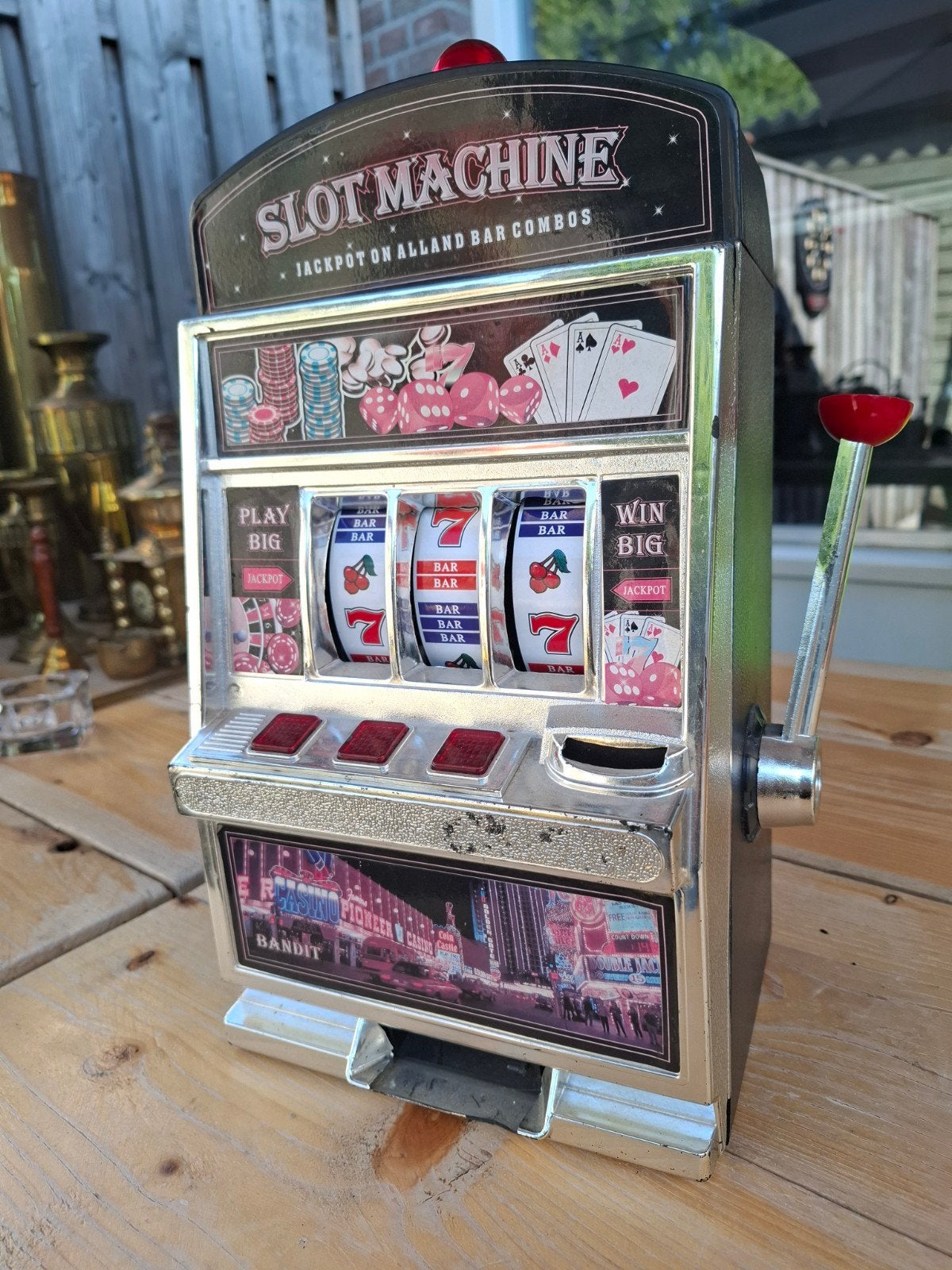 Vintage Slot Machine Spaarpot - Decoratief en Functioneel, Overige munten, Ophalen of Verzenden, Gebruikt