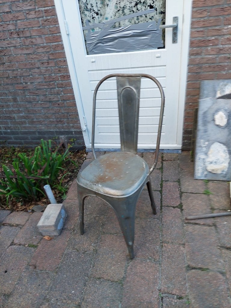 Metalen stoel, industriele style., Huis en Inrichting, Stoelen, Ophalen, Gebruikt, Industrieeel, Metaal