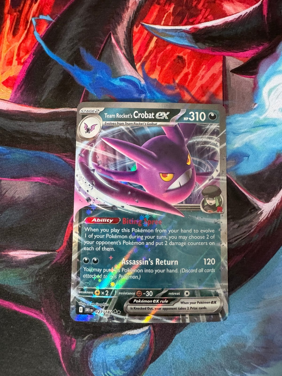 Pokémon kaarten Team Rocket’s Crobat EX #122, Ophalen of Verzenden, Zo goed als nieuw, Losse kaart