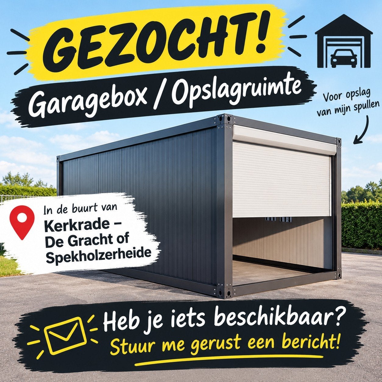 garagebox opslag Kerkrade gezocht, Ophalen, Gebruikt, Onbekend, Onbekend