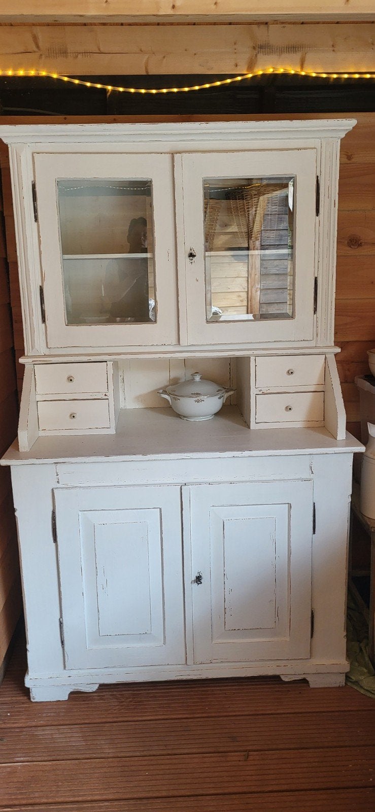 brocante witte buffetkast, Ophalen, Gebruikt, 100 tot 150 cm, 150 tot 200 cm