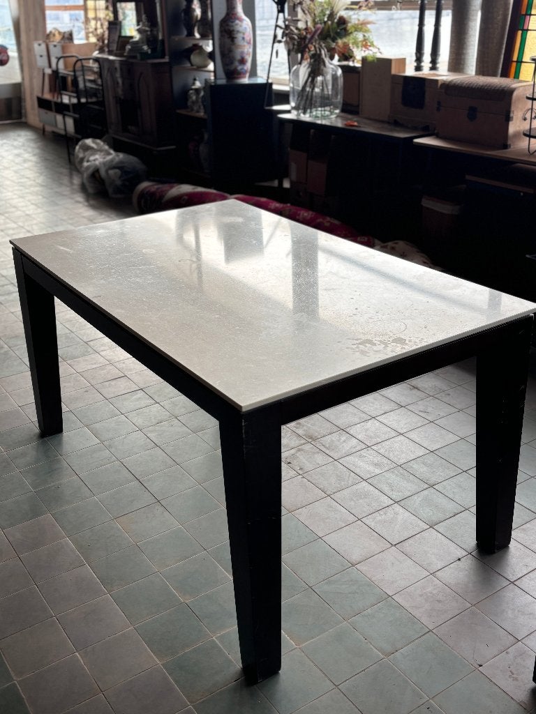 MODERNE EETTAFEL MET MARMEREN TOP CS26758, Huis en Inrichting, Tafels | Eettafels, Ophalen, Gebruikt, Overige materialen, 100 tot 150 cm