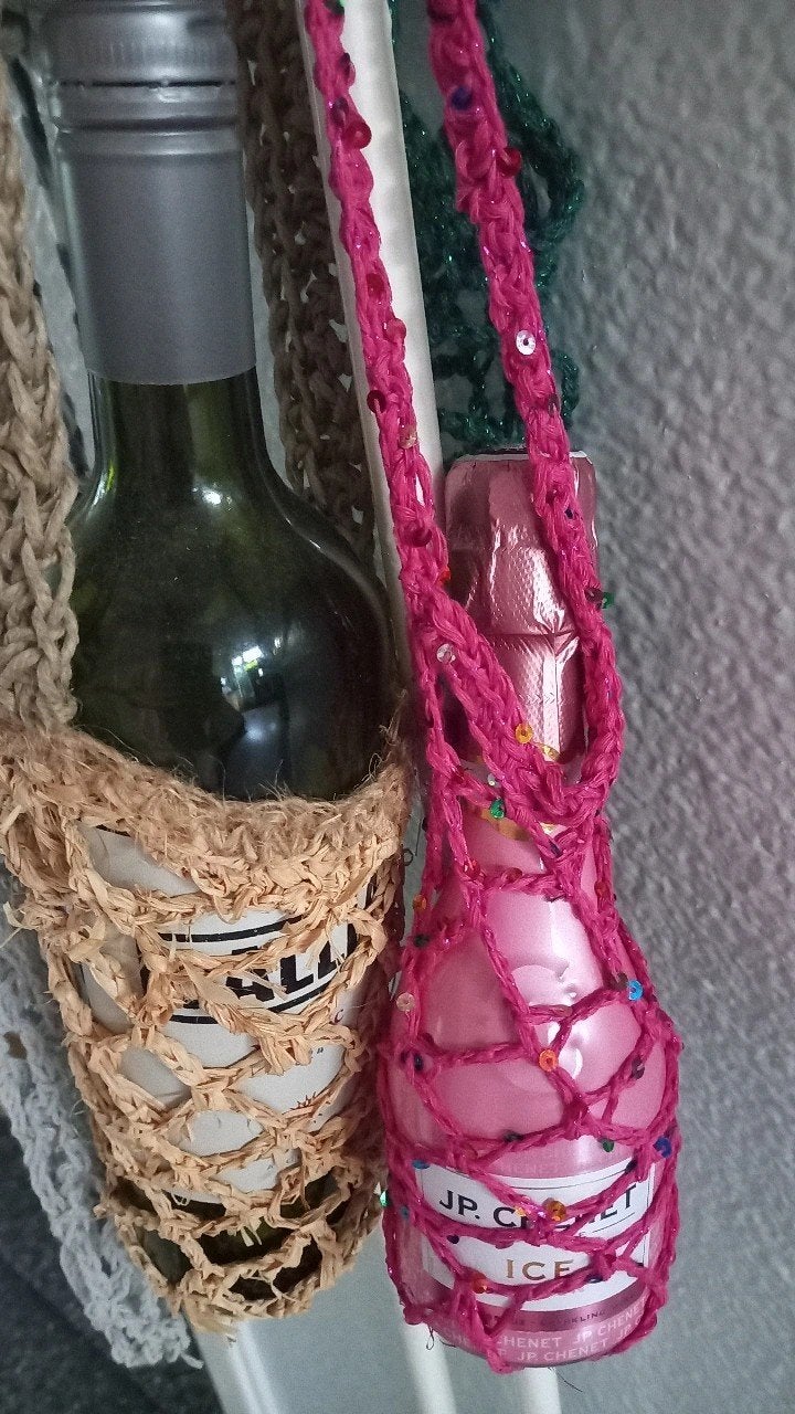 Gehaakte wijnfles en wijnglas hangers diverse kleuren, Ophalen of Verzenden, Nieuw