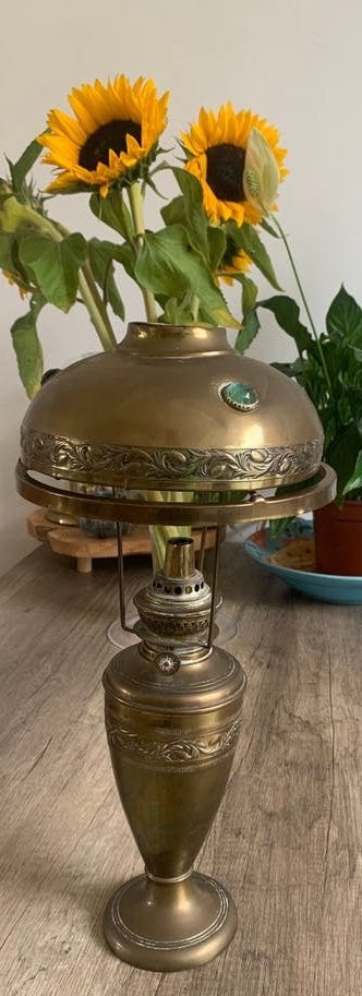 Antieke Messing Olielamp - Paris, Ophalen of Verzenden