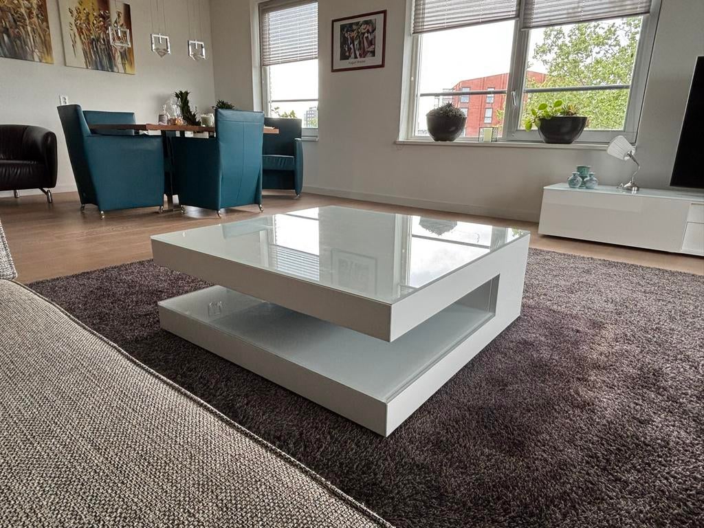 Karat S100 Salontafel - Modern Design met Glazen Blad, Huis en Inrichting, Ophalen, Gebruikt, Design, Vierkant