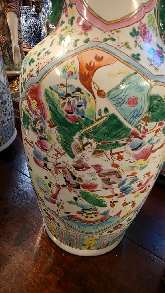Grote Antieke Chinese Famille Rose Vazen - Zeer Gaaf, Antiek en Kunst, Antiek | Vazen, Ophalen of Verzenden