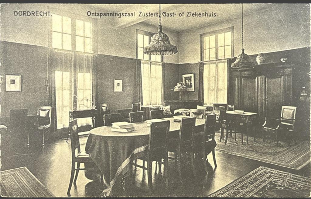Dordrecht, ontspanningszaal zusterhuis, Verzamelen, Ophalen of Verzenden, 1920 tot 1940, Ongelopen, Zuid-Holland