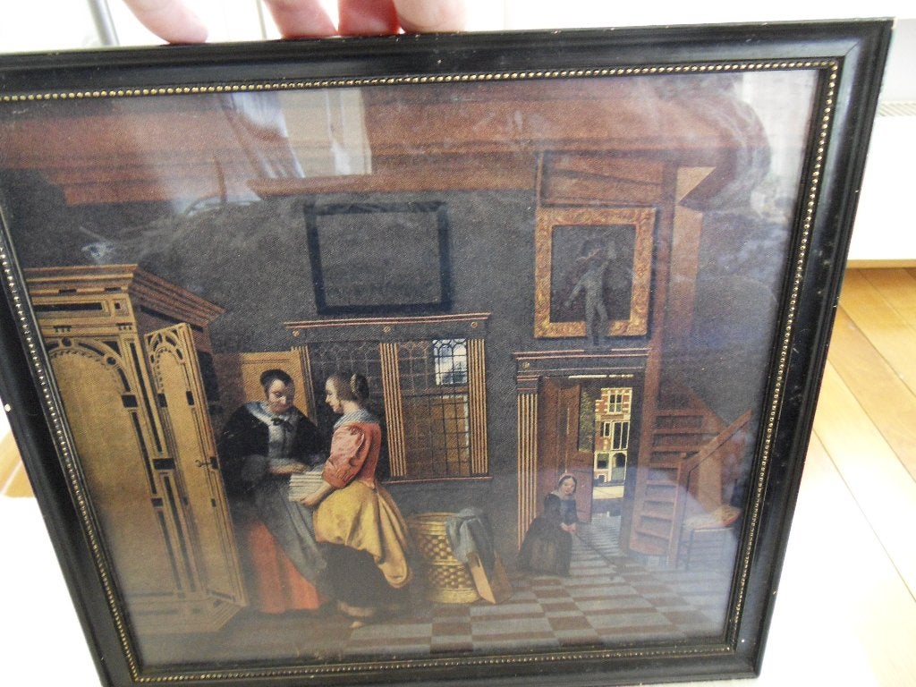 Prent in mooie lijst29x26,5 cm. achterzijde L.F.REEKER, Ophalen of Verzenden