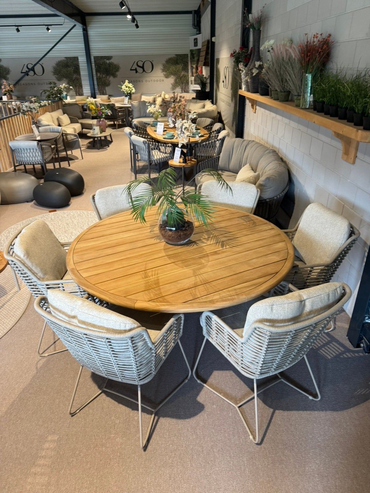 Fabrice tuinset 4 seasons outdoor latte teak tafel, Ophalen, 6 zitplaatsen, Teakhout, Zo goed als nieuw
