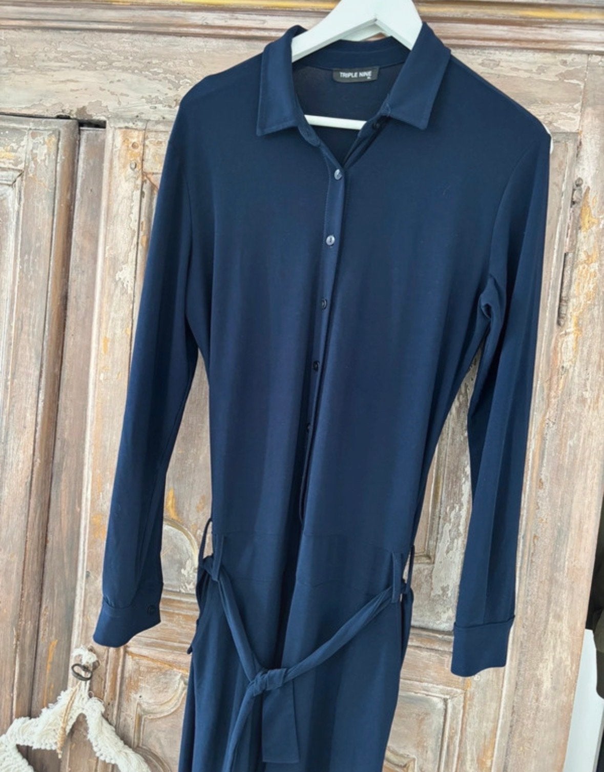 Triple Nine Stijlvolle donkerblauwe jumpsuit - Maat XL, Ophalen of Verzenden, Gedragen, Maat 46/48 (XL) of groter, Blauw