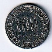 100  francs  1984   Gabon. km. 13, Ophalen of Verzenden, Overige landen, Losse munt