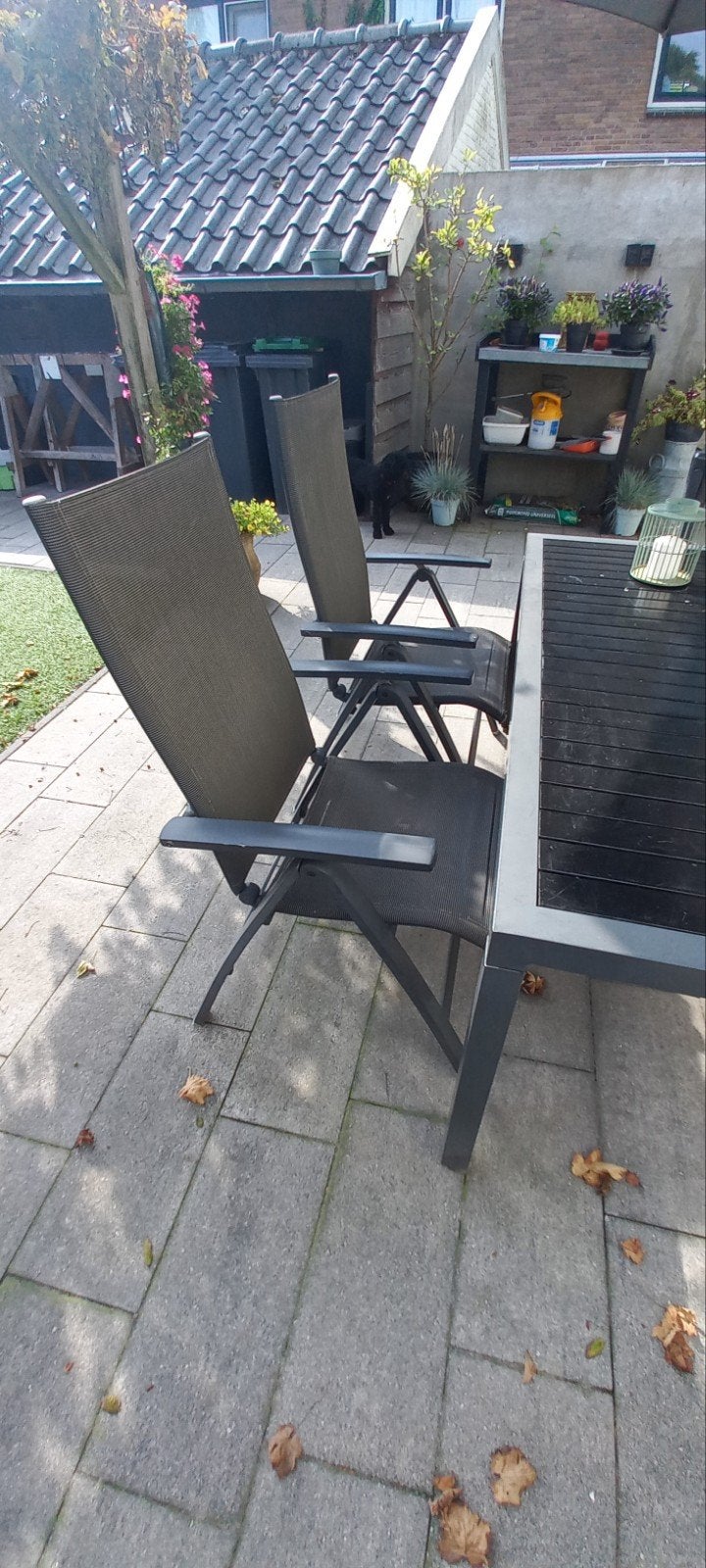 Tuinset: Tafel met 4 verstelbare stoelen