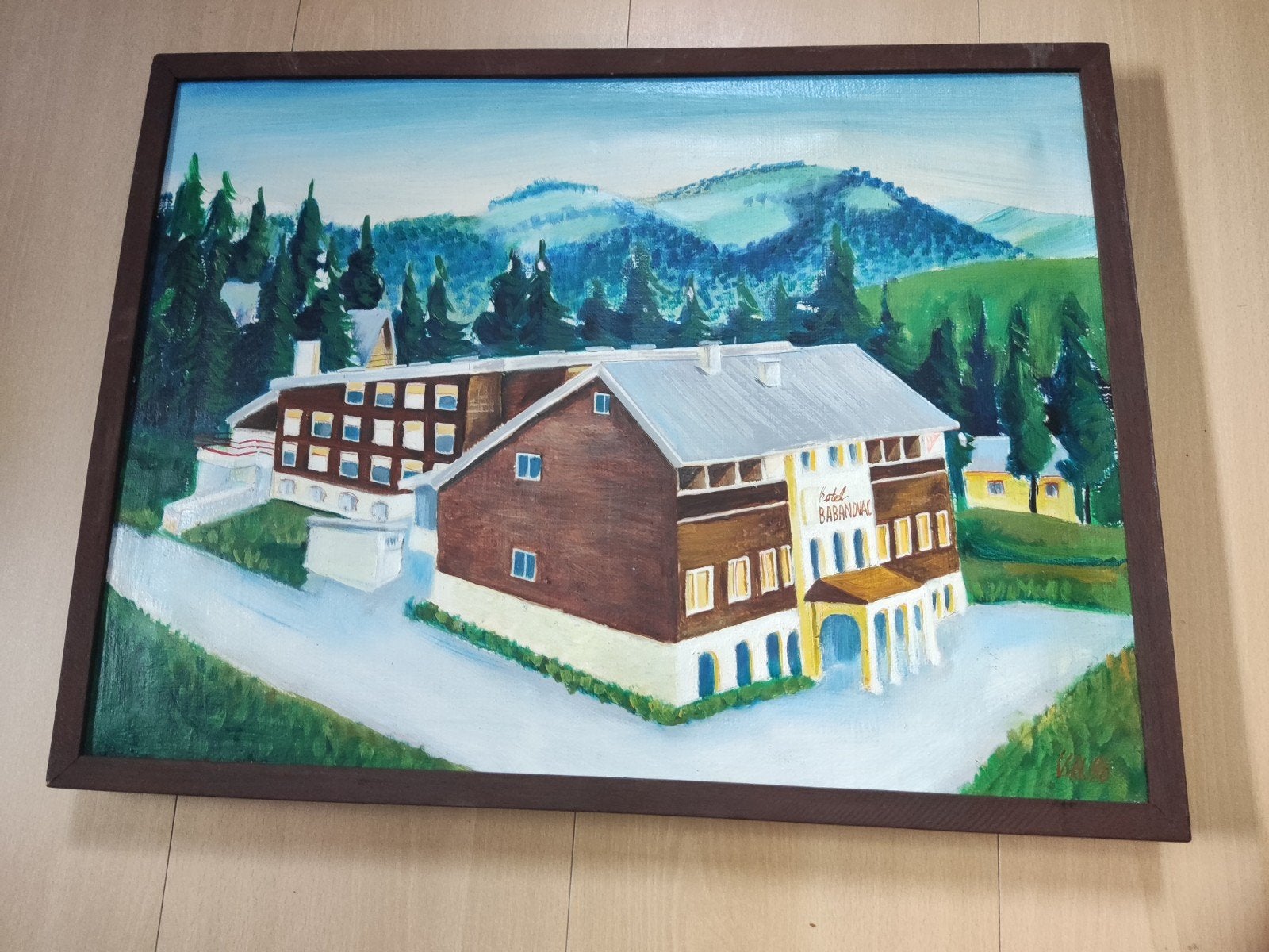 Schilderij van Hotel Babanovac, Vlasic BATCP IFOR en SFOR, Verzamelen, Ophalen of Verzenden, Landmacht, Nederland