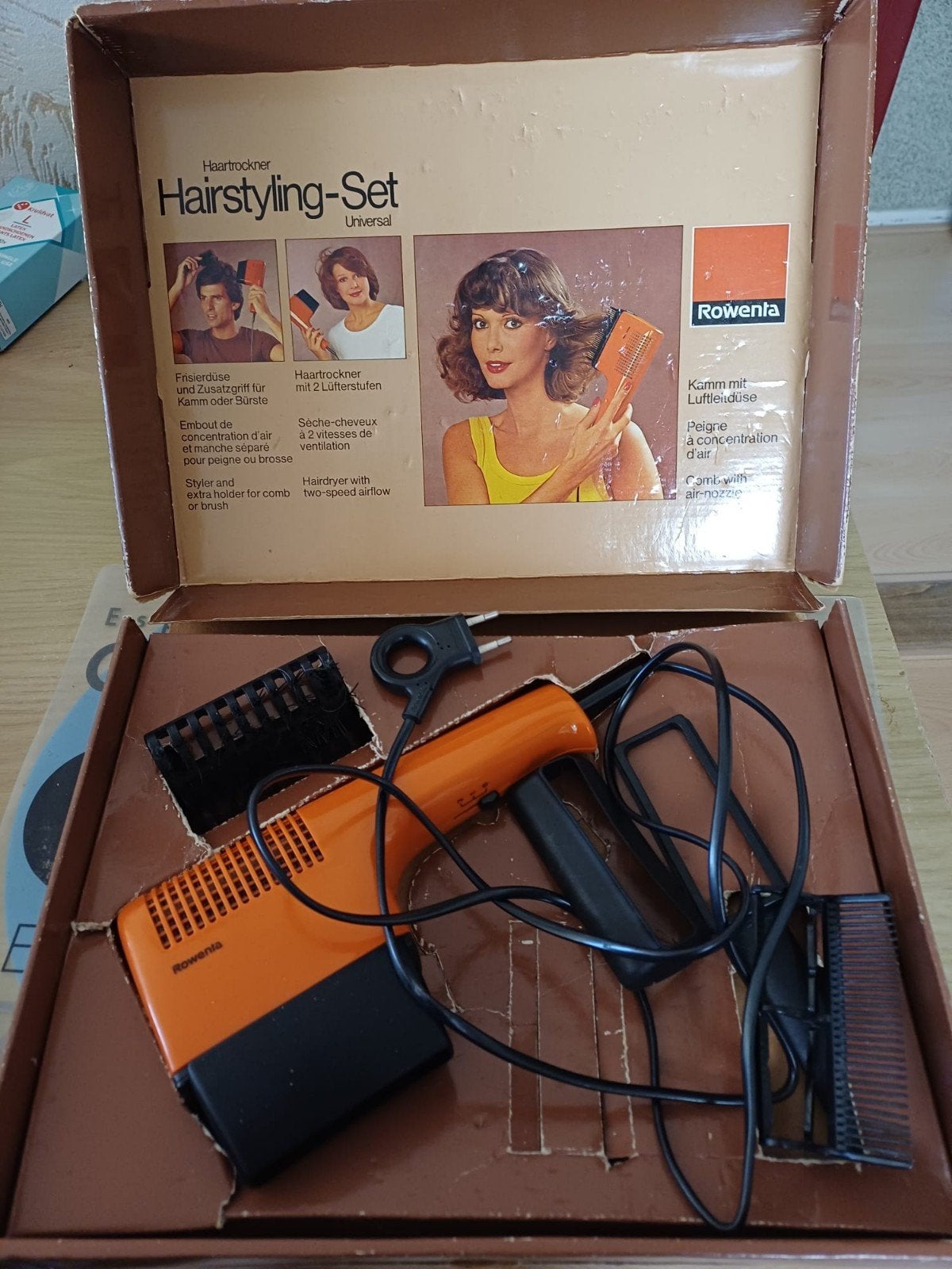 Retro Rowenta Hairstyling-Set - Vintage Föhn, Verzamelen, Retro, Ophalen of Verzenden, Huis en Inrichting