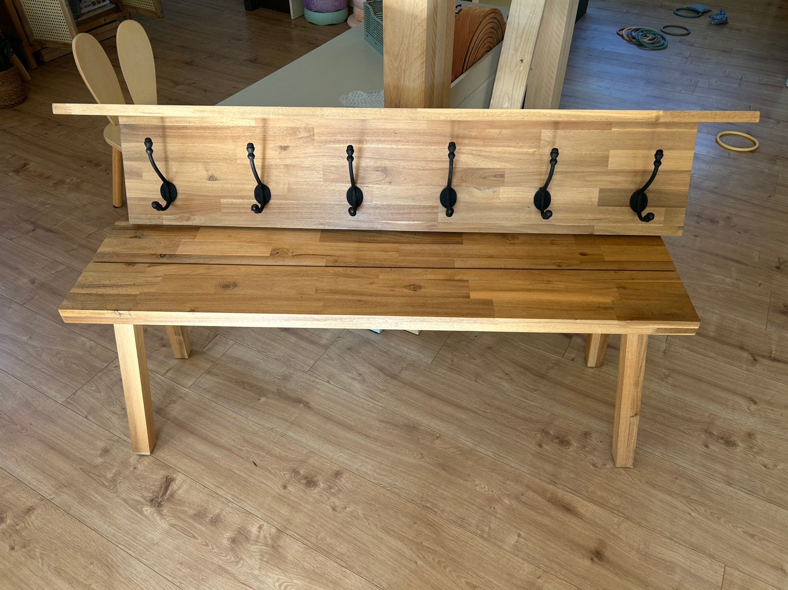 Bankje met bijpassende kapstok, Zo goed als nieuw, Minder dan 100 cm, Hout, Ophalen